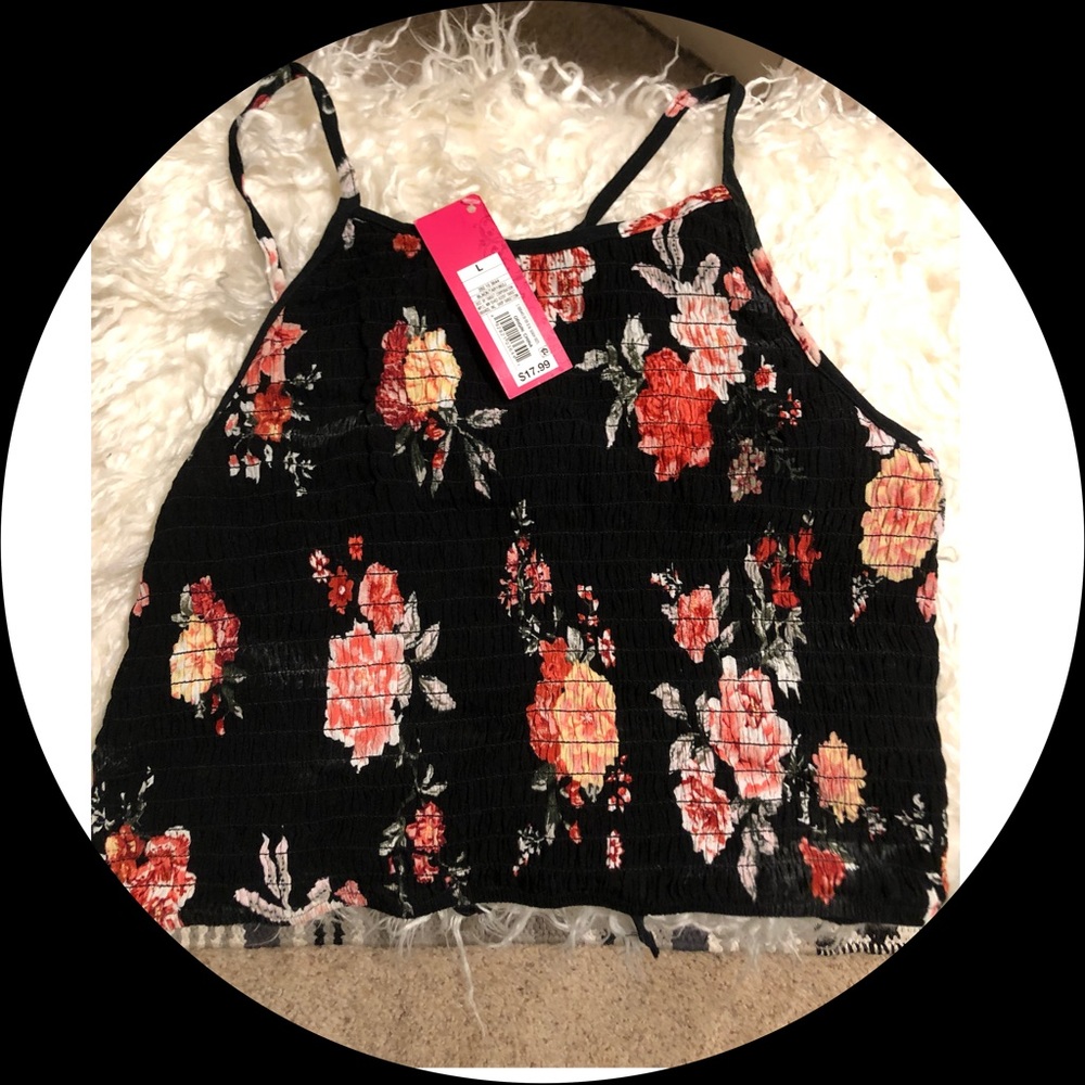 Xhilaration floral cropped halter top